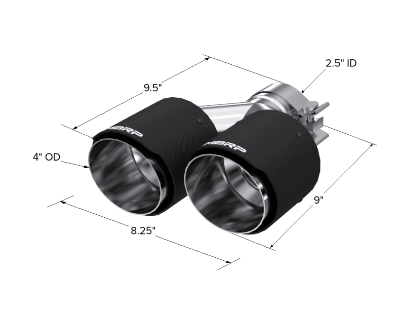 MBRP Exhaust pT5177CF MBRP Universal Carbon Fiber Dual Tip 4in OD/2.5in Inlet thumbnail 5