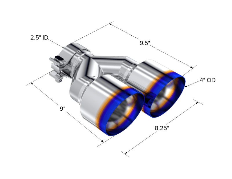 MBRP Exhaust pT5178BE MBRP Burnt End Tip 2.5 ID Dual 4 OD Out 9.5 length Single wall 304 Stainless Steel Driver Side thumbnail 5