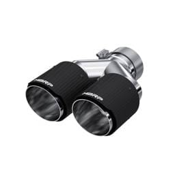 MBRP Exhaust pT5182CF MBRP 3in ID / Dual 4in OD Out Staggered L 9.87in / R 9.37in Dual Wall Carbon Fiber Univ Exhaust Tip