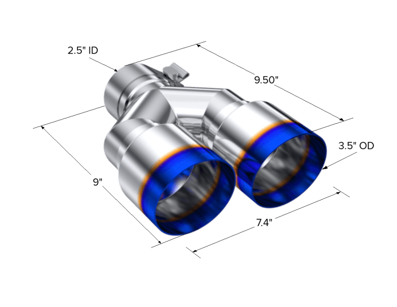 MBRP Exhaust pT5171BE MBRP Burnt End Tip 2.5 ID, Dual 3.5 OD Out, 9.5 length, Single wall 304 Stainless Steel thumbnail 5