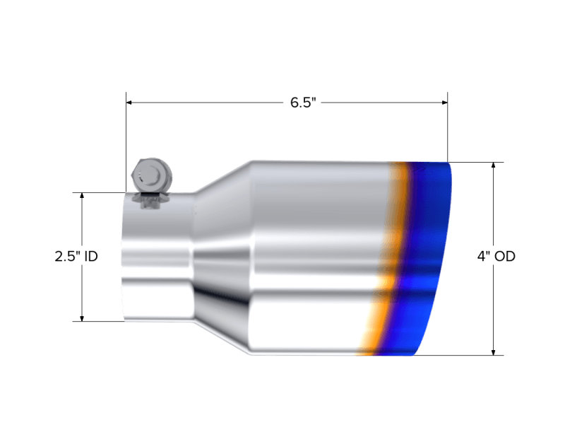 MBRP Exhaust pT5176BE MBRP Burnt End Tip 2.5 ID 4 ID Out 6.5 length Single Wall Angle Cut 304 Stainless Steel thumbnail 3