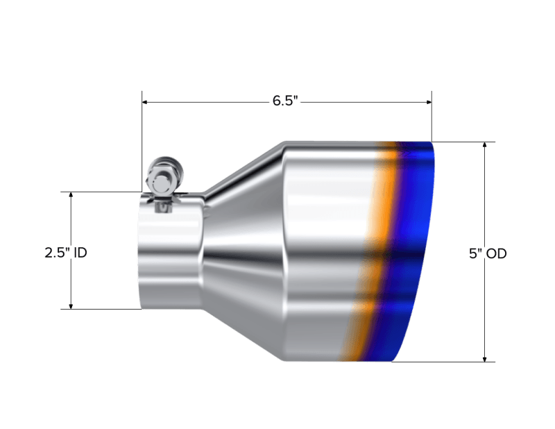 MBRP Exhaust pT5190BE MBRP Univ. T304 Stainless Steel Burnt End Tip 2.5in ID / 5in OD / 6.5in Length Angle Cut Single Wall thumbnail 5