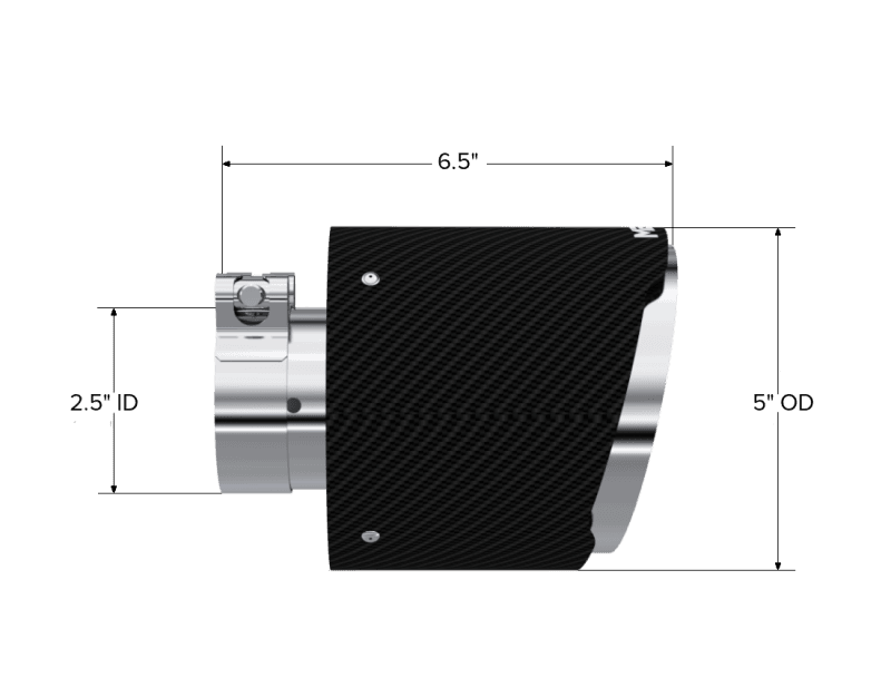 MBRP Exhaust pT5190CF MBRP Universal Carbon Fiber Tip 2.5in ID / 5in OD Out / 6.5in Length Angle Cut Dual Wall thumbnail 5