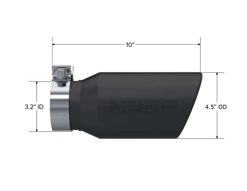 MBRP Exhaust pT5196BLK MBRP Universal Tip 4.5in OD / 3.2in Inlet / 10in Length / Angled Cut Rolled End - Black thumbnail 3