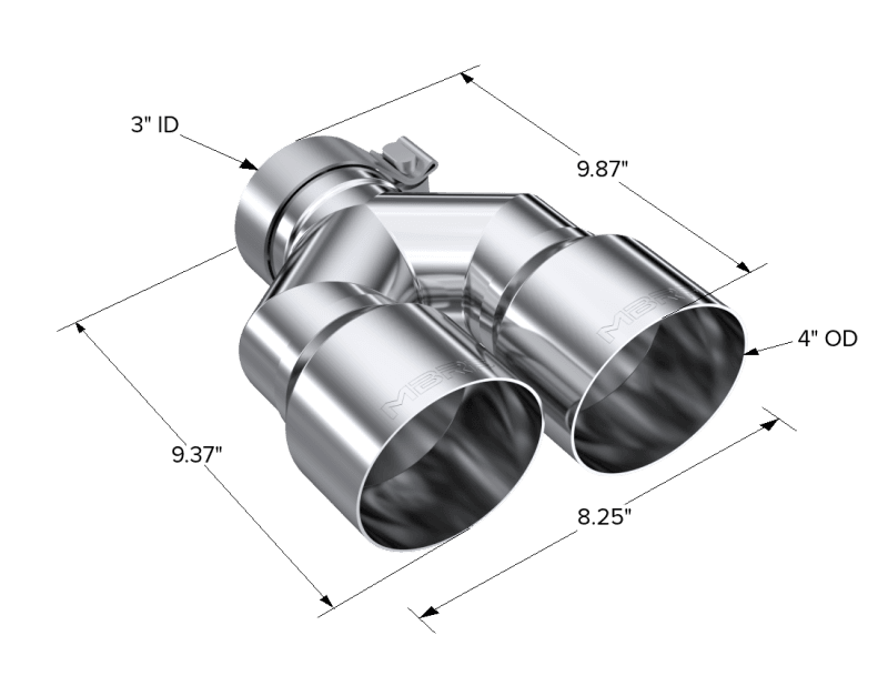 MBRP Exhaust pT5183 MBRP 3in ID / Dual 4in OD Out Staggered L 9.37in / R 9.87in Single Wall T304 SS Univ Exhaust Tip thumbnail 5