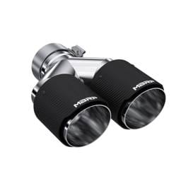 MBRP Exhaust pT5183CF MBRP 3in ID / Dual 4in OD Out Staggered L 9.37in / R 9.87in Dual Wall Carbon Fiber Univ Exhaust Tip