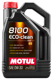 Motul 102889 Motul 5L Synthetic Engine Oil 8100 0W30 4x5L ECO-CLEAN  ACEA C2 API SM ST.JLR 03.5007