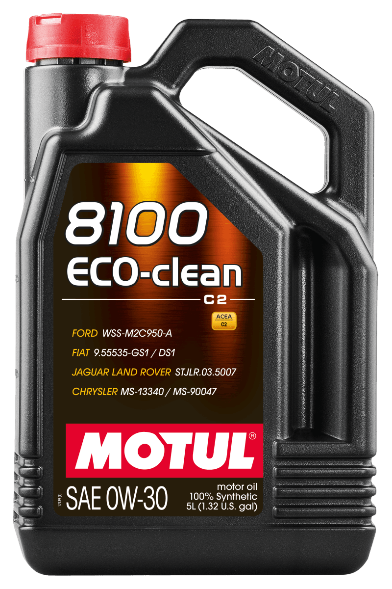 Motul 102889 Motul 5L Synthetic Engine Oil 8100 0W30 4x5L ECO-CLEAN  ACEA C2 API SM ST.JLR 03.5007