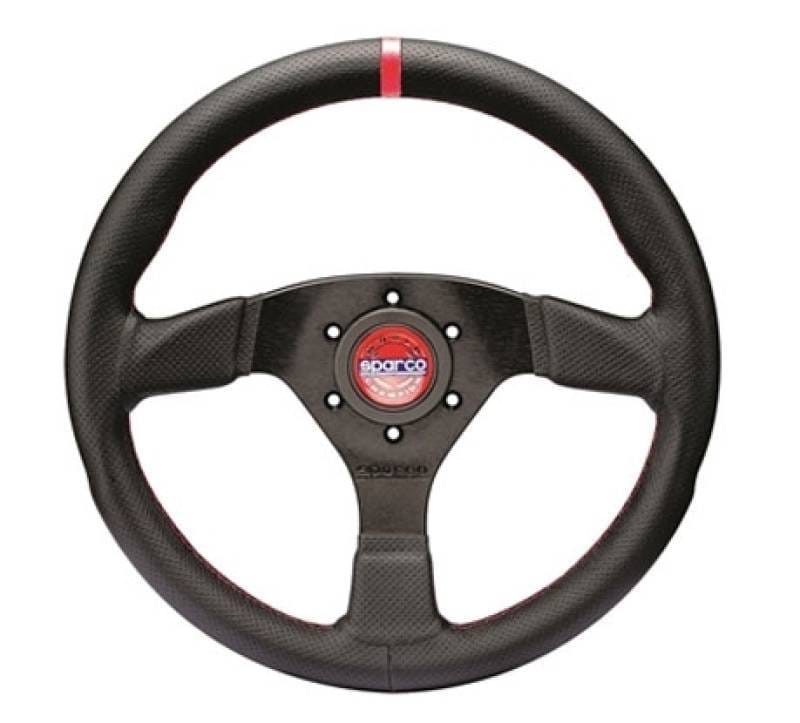 SPARCO 015R383PLUNRS Sparco Steering Wheel R383 Champion Black Leather / Red Stitching