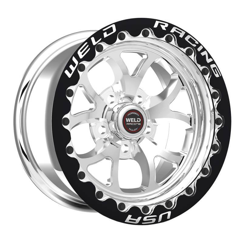 Weld 76MP509A65F Weld S76 15x9 / 5x4.5 BP / 6.5in. BS Polished Wheel (Medium Pad) - Black Single Beadlock MT