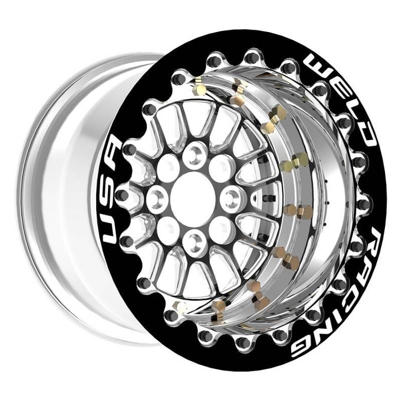 Weld 778B-31015F Weld Tuner Import Drag 13x10 / 4x100mm BP / 5in. BS Black Wheel CTR Single Beadlock