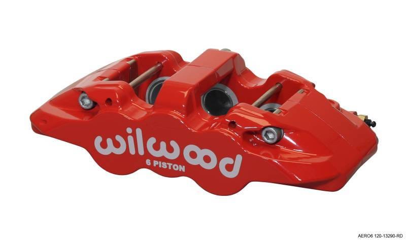 Wilwood 120-13290-RD Wilwood Caliper-Aero6-L/H - Red 1.62/1.12/1.12in Pistons 1.25in Disc