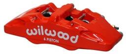Wilwood 120-13432-RD Wilwood Caliper-Forged Dynapro 6 5.25in Mount-Red-R/H 1.62/1.38in/1.38in Pistons 1.10in Disc
