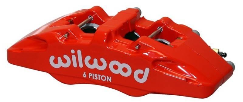 Wilwood 120-13436-RD Wilwood Caliper-Forged Dynapro 6 5.25in Mount-Red-R/H 1.62/1.12/1.12in Pistons 1.10in Disc