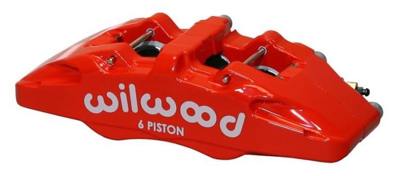 Wilwood 120-13437-RD Wilwood Caliper-Forged Dynapro 6 5.25in Mount-Red-L/H 1.62/1.12/1.12in Pistons 1.10in Disc