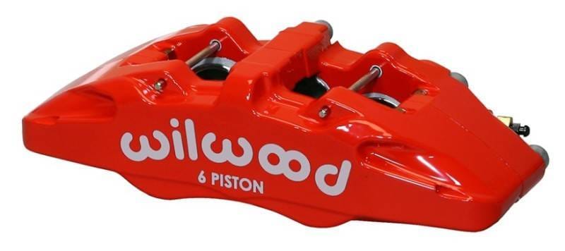 Wilwood 120-13438-RD Wilwood Caliper-Forged Dynapro 6 5.25in Mount-Red-R/H 1.38/1.00/1.00in Pistons .81in Disc