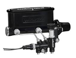 Wilwood 261-13270-BK Wilwood HV Tandem M/C Kit w L/H Bracket & Prop Valve - 1 1/8in Bore Black