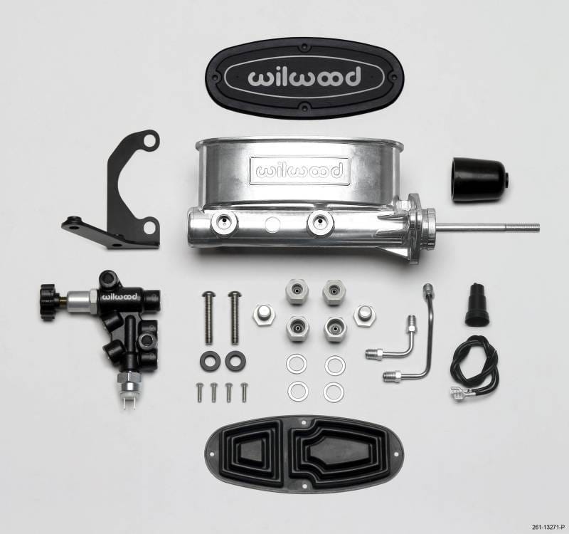 Wilwood 261-13271-P Wilwood HV Tandem M/C Kit w L/H Bracket & Prop Valve - 7/8in Bore Ball Burnished-W/Pushrod thumbnail 3