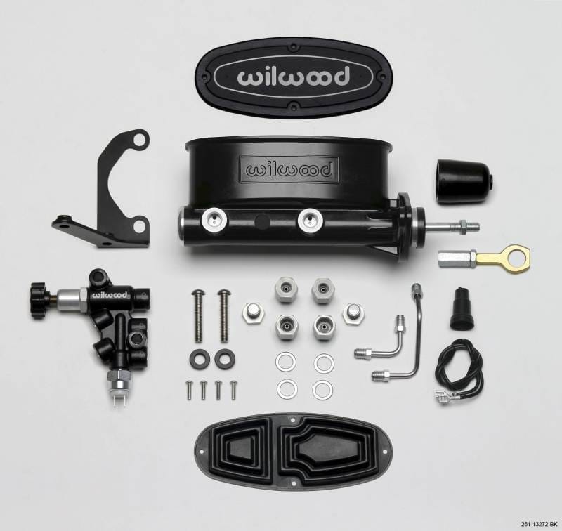 Wilwood 261-13272-BK Wilwood HV Tandem M/C Kit w L/H Bracket & Prop Valve - 7/8in Bore Black-W/Push. - Early Mustang thumbnail 3