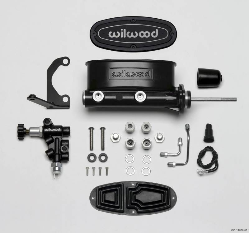 Wilwood 261-13626-BK Wilwood HV Tandem M/C Kit w L/H Bracket & Prop Valve - 15/16in Bore Black-W/Pushrod thumbnail 3