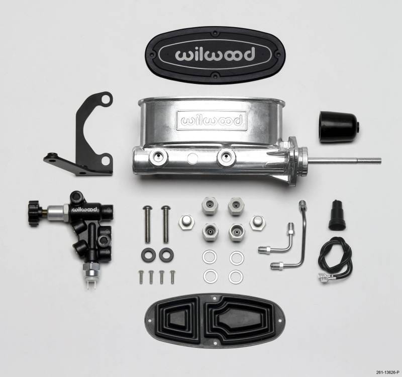 Wilwood 261-13626-P Wilwood HV Tandem M/C Kit w L/H Bracket & Prop Valve - 15/16in Bore Ball Burnished-W/Pushrod thumbnail 3