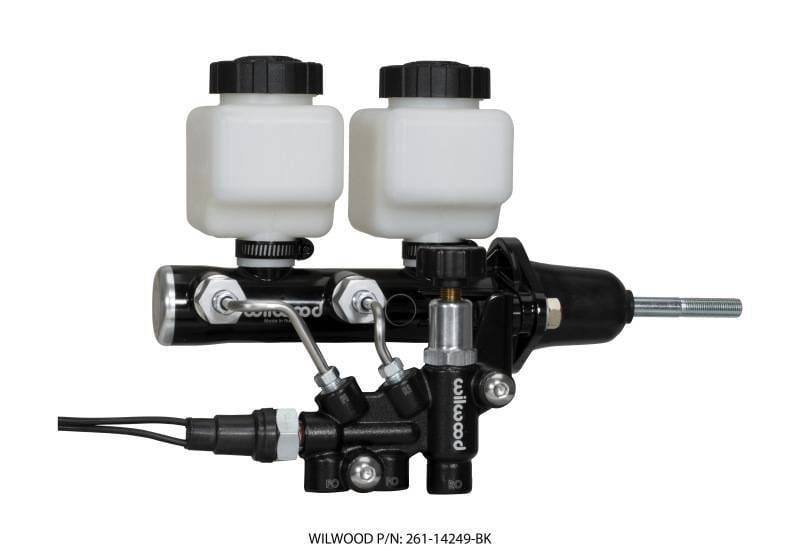 Wilwood 261-14249-BK Wilwood Tandem Remote M/C Kit w L/H Bracket & Prop Valve - 7/8in Bore Black-W/Pushrod