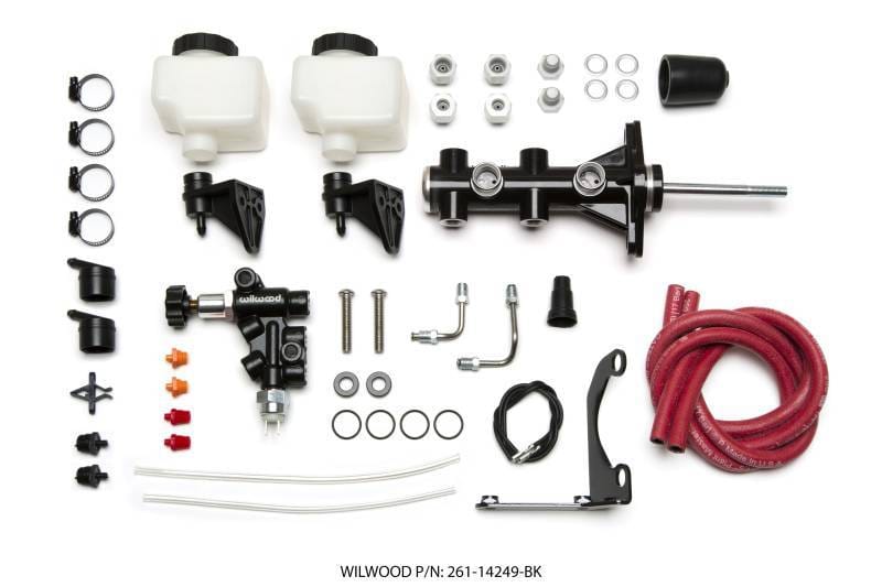 Wilwood 261-14249-BK Wilwood Tandem Remote M/C Kit w L/H Bracket & Prop Valve - 7/8in Bore Black-W/Pushrod thumbnail 3