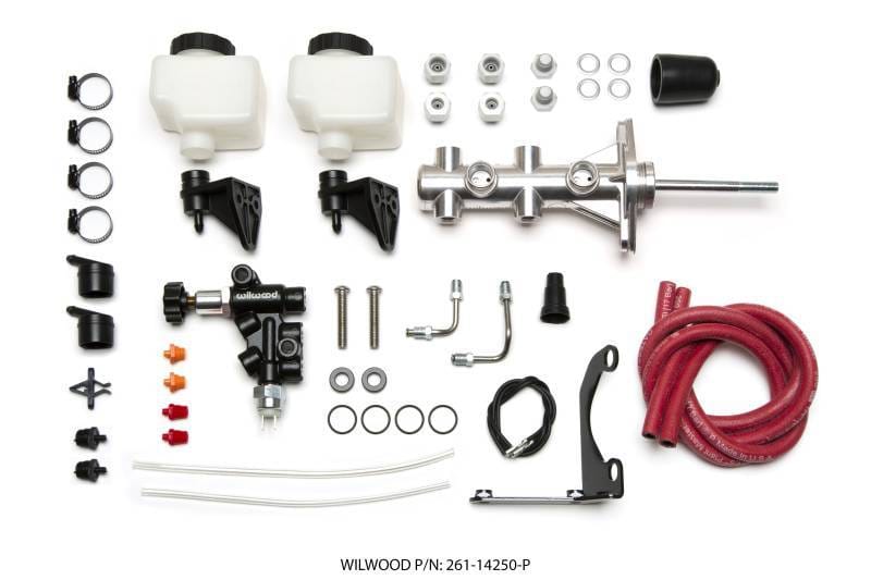 Wilwood 261-14250-P Wilwood Tandem Remote M/C Kit w L/H Bracket & Prop Valve - 15/16in Bore Ball Burnished-W/Pushrod thumbnail 3