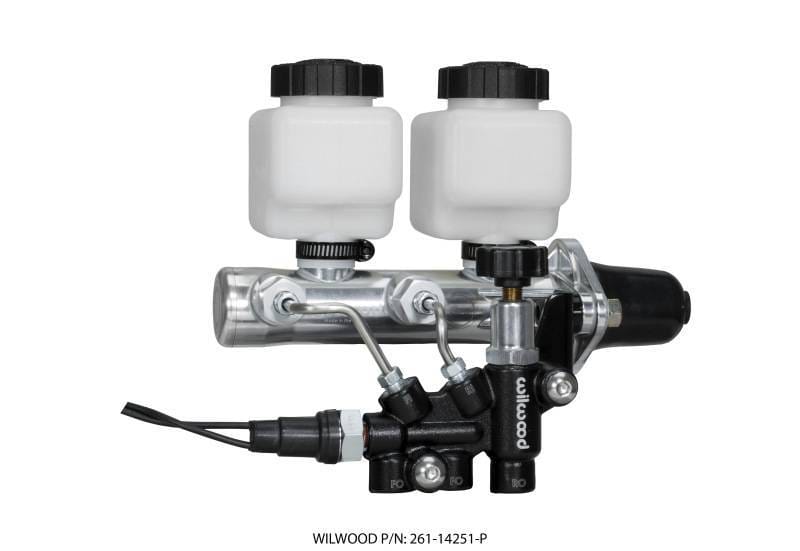 Wilwood 261-14251-P Wilwood Tandem Remote M/C Kit w L/H Bracket & Prop Valve - 1in Bore Ball Burnished