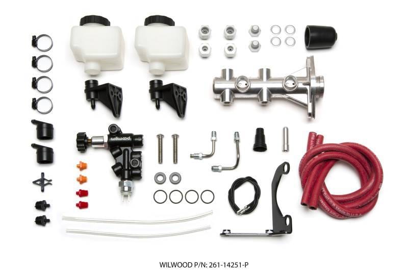 Wilwood 261-14251-P Wilwood Tandem Remote M/C Kit w L/H Bracket & Prop Valve - 1in Bore Ball Burnished thumbnail 3
