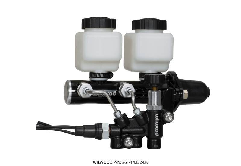 Wilwood 261-14252-BK Wilwood Tandem Remote M/C Kit w L/H Bracket & Prop Valve - 1 1/8in Bore Black