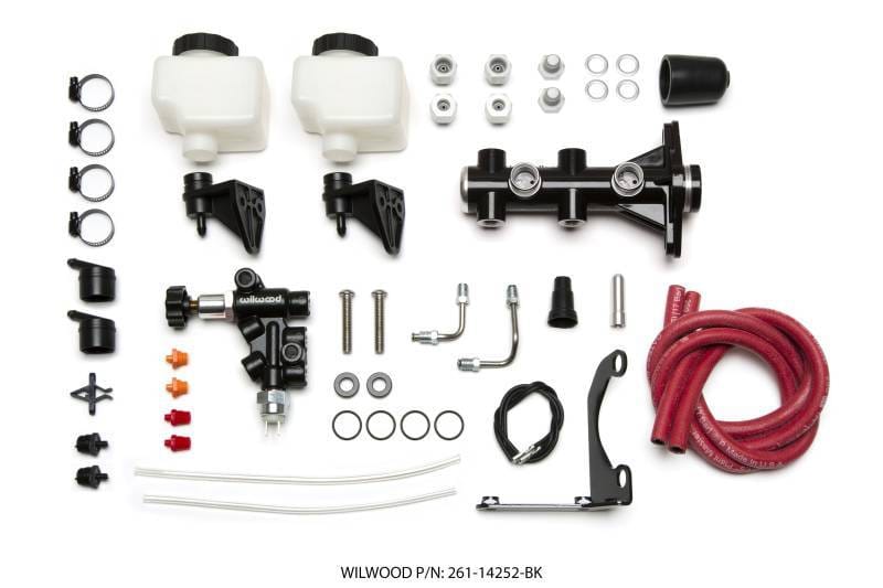 Wilwood 261-14252-BK Wilwood Tandem Remote M/C Kit w L/H Bracket & Prop Valve - 1 1/8in Bore Black thumbnail 3
