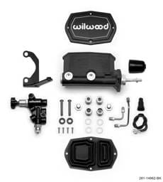 Wilwood 261-14962-BK Wilwood Compact Tandem M/C - 15/16in Bore - w/Bracket and Valve (Pushrod) - Black