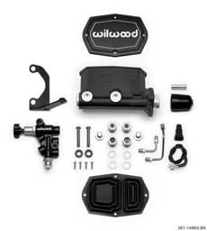 Wilwood 261-14963-BK Wilwood Compact Tandem M/C - 1in Bore - w/Bracket and Valve (Pushrod) - Black