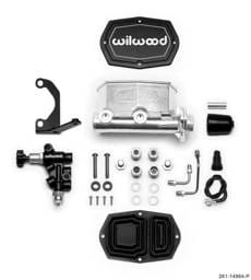 Wilwood 261-14964-P Wilwood Compact Tandem M/C - 1.12in Bore - w/Bracket and Valve - Ball Burnished