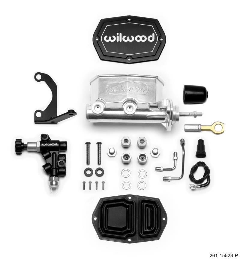 Wilwood 261-15523-P Wilwood Compact Tandem M/C - 15/16in Bore w/Bracket and Valve fits Mustang (Pushrod) Ball Burnished