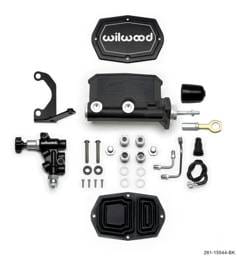 Wilwood 261-15544-BK Wilwood Compact Tandem M/C - 1in Bore w/Bracket and Valve fits Mustang (Pushrod) - Black
