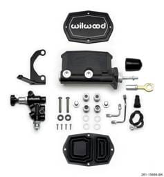 Wilwood 261-15666-BK Wilwood Compact Tandem M/C - 1.12in Bore w/RH Bracket and Valve (Mustang Pushrod) - Black