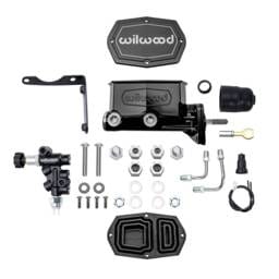 Wilwood 261-16796-BK Wilwood Mopar Compact Tandem Master Cylinder Kit w/ Combination Valve & Pushrod 15/16in Bore - Black