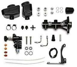 Wilwood 261-16963-BK Wilwood Remote Tandem M/C Kit w/Bracket and Valve - 1.12in Bore Black