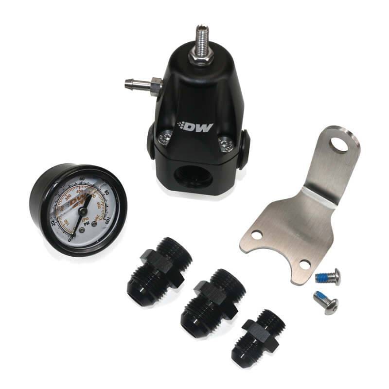 DeatschWerks 6-1000-FRB-86 DeatschWerks DWR1000 AFPR + Pressure Gauge + 8AN & 6AN Fittings - Anodized Black