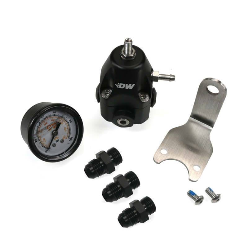 DeatschWerks 6-1002-FRB-66 DeatschWerks DWR1000C AFPR + Pressure Gauge + 6AN Fittings - Anodized Black
