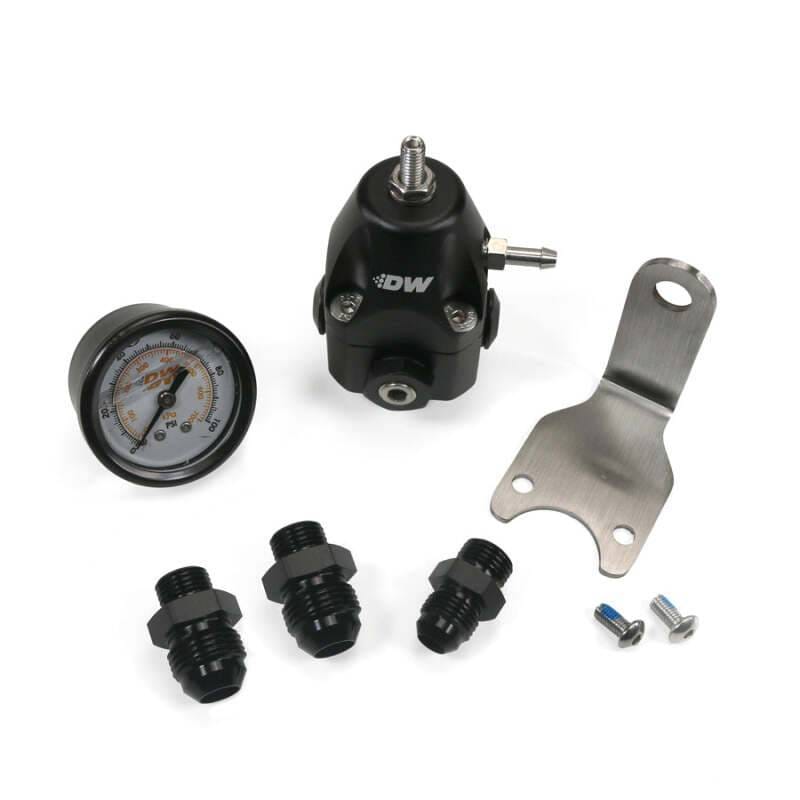 DeatschWerks 6-1002-FRB-86 DeatschWerks DWR1000C AFPR + Pressure Gauge + 6AN & 8AN fittings - Anodized Black