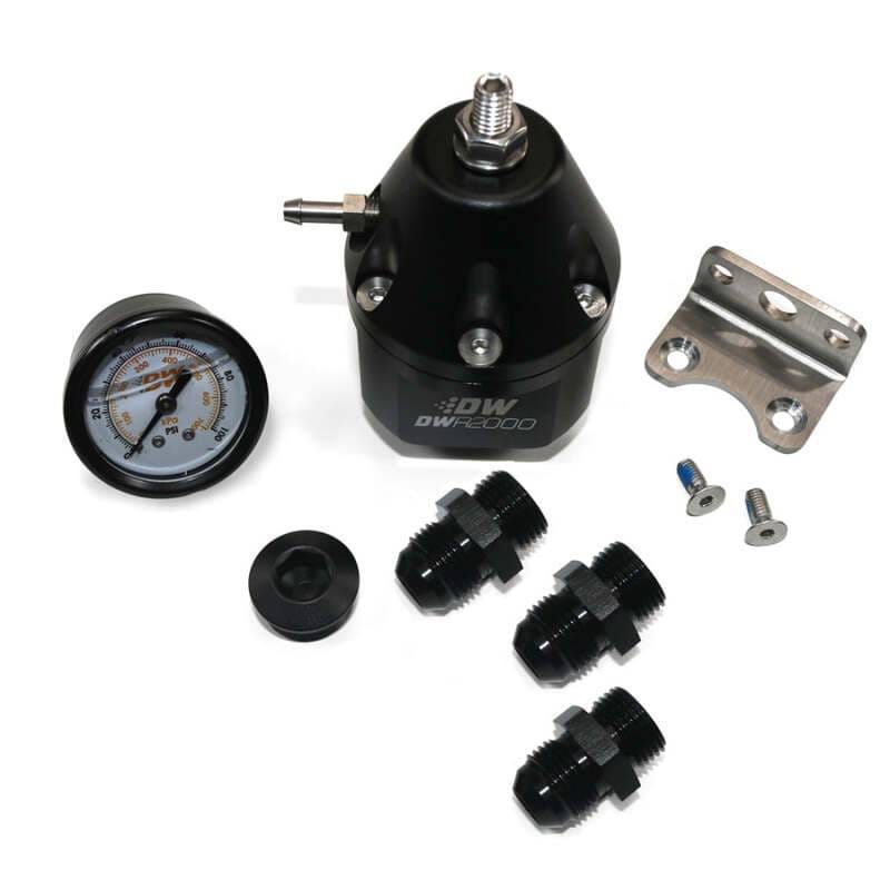 DeatschWerks 6-2000-FRB-108 DeatschWerks DWR2000 AFPR + Pressure Gauge + 10AN & 8AN Fittings - Anodized Black