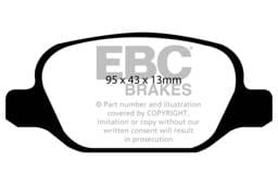 EBC Brakes DP21338 EBC 10-11 Fiat 500 1.4 (Bosch Calipers) Greenstuff Rear Brake Pads - Fits 2012 Fiat 500