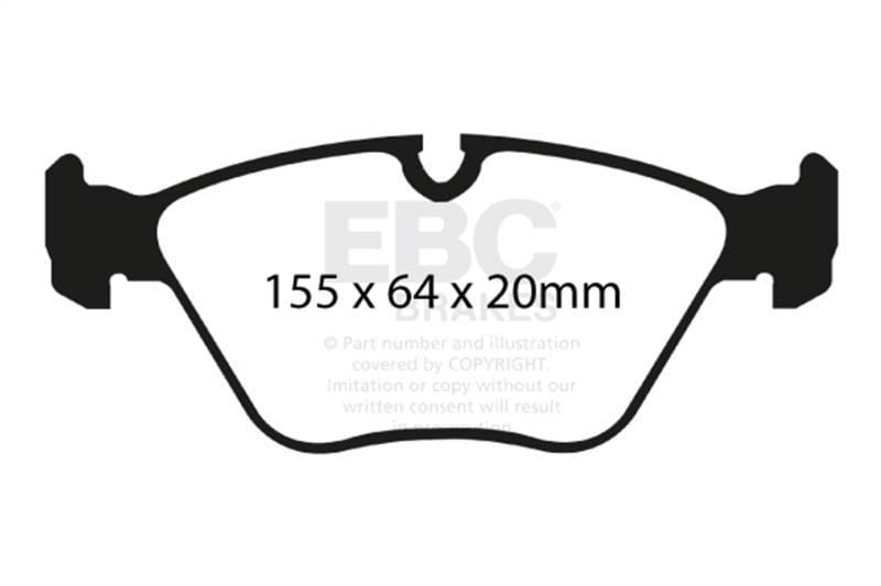 EBC Brakes DP21552 EBC 04-06 BMW X3 2.5 (E83) Greenstuff Front Brake Pads - Fits select 2001-2011 BMW models thumbnail 3