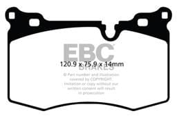 EBC Brakes DP21854 EBC 09-14 Mini Hardtop 1.6 Turbo J.C Works Greenstuff Front Brake Pads - Fits 2009-2015 Mini Cooper