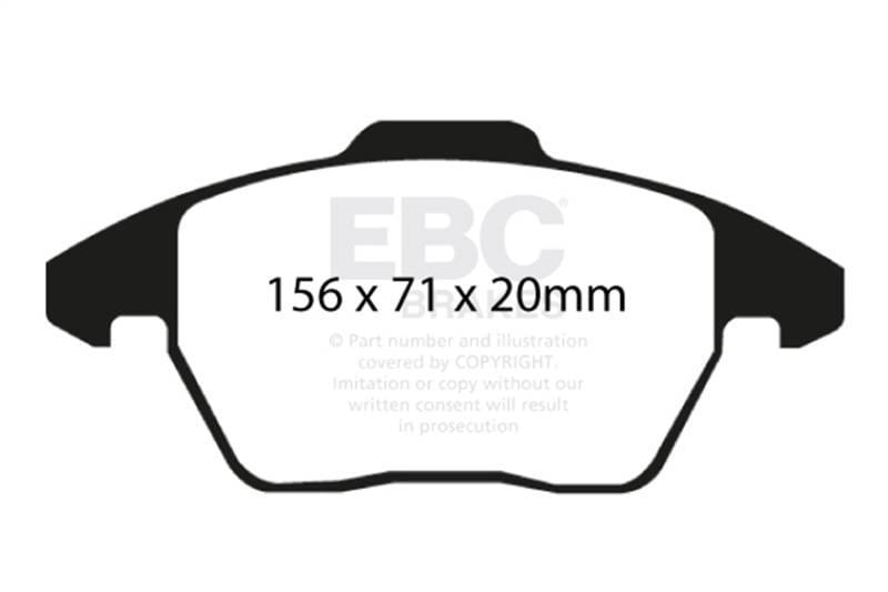 EBC Brakes DP51517NDX EBC 06-13 Audi A3 2.0T (Girling Rear Caliper) Bluestuff Front Brake Pads - Fits select 2005-2019 Volkswagen, Audi applications thumbnail 3