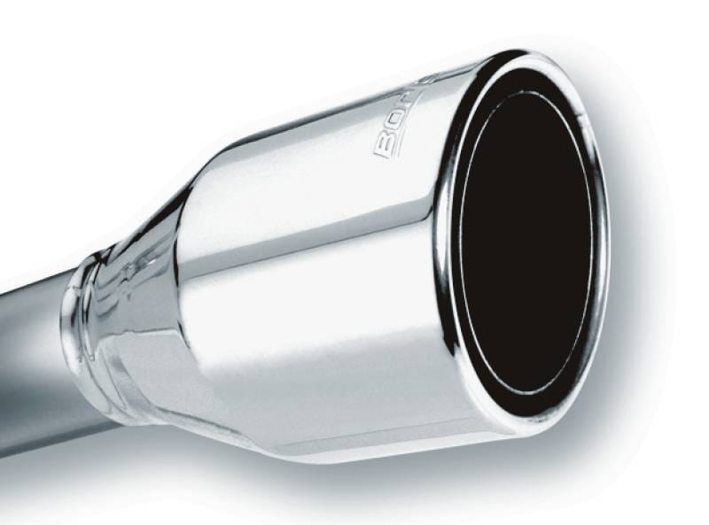 Borla 20247 Borla 2.5in Inlet 4.5in Round Rolled Angle Cut Phantom X 7.75in Long Embossed Universal Exhaust Tips