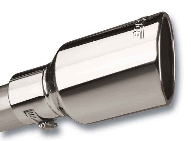 Borla 20156 Borla Universal Polished Tip Single Round Rolled Angle-Cut w/Clamp (inlet 2 1/2in. Outlet 4 x 4in) *